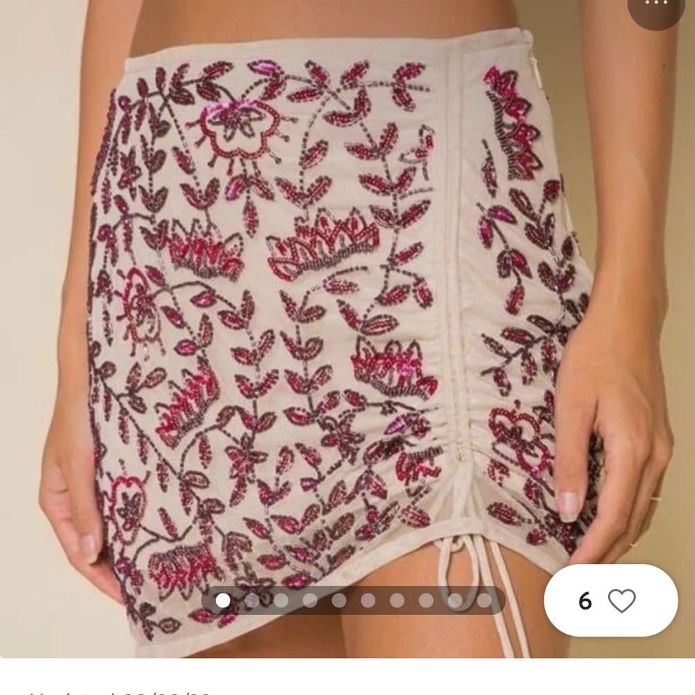Raga Genevieve Drawstring Beaded Mini Skirt Size Small